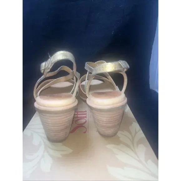Sofft Shoes Womens 11M Piara Sandals Tan Leather Slingback Strappy Heels Luggage - Picture 4 of 9